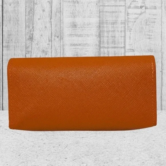 TORY Burch Sunglasses Case Pebbled Leather Orange Gold Logo‎ Authentic - Picture 2 of 5